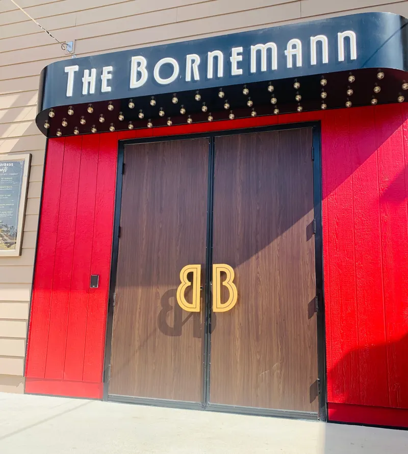 The red doors of the Bornemann Theatre